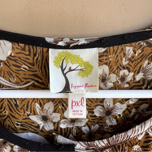 Anthropologie Fig and Flower Boho Shift Dress - Size PXL - Floral Hippie Peasant - Picture 3 of 5